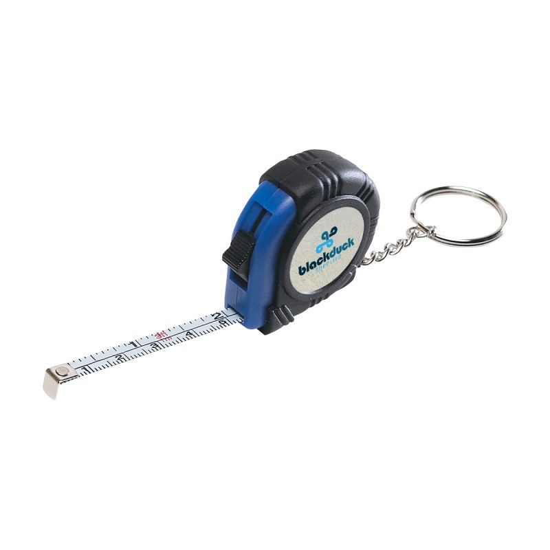 Rubber Tape Measure Key Tag With Laminated Label - 1