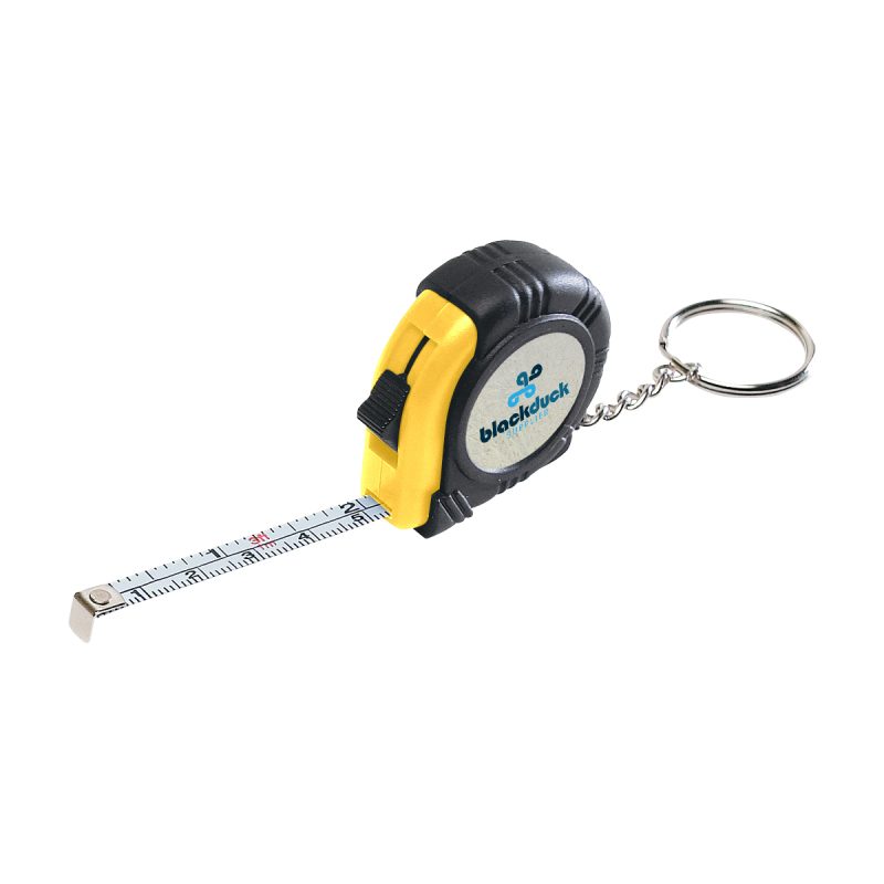 Rubber Tape Measure Key Tag With Laminated Label - 4